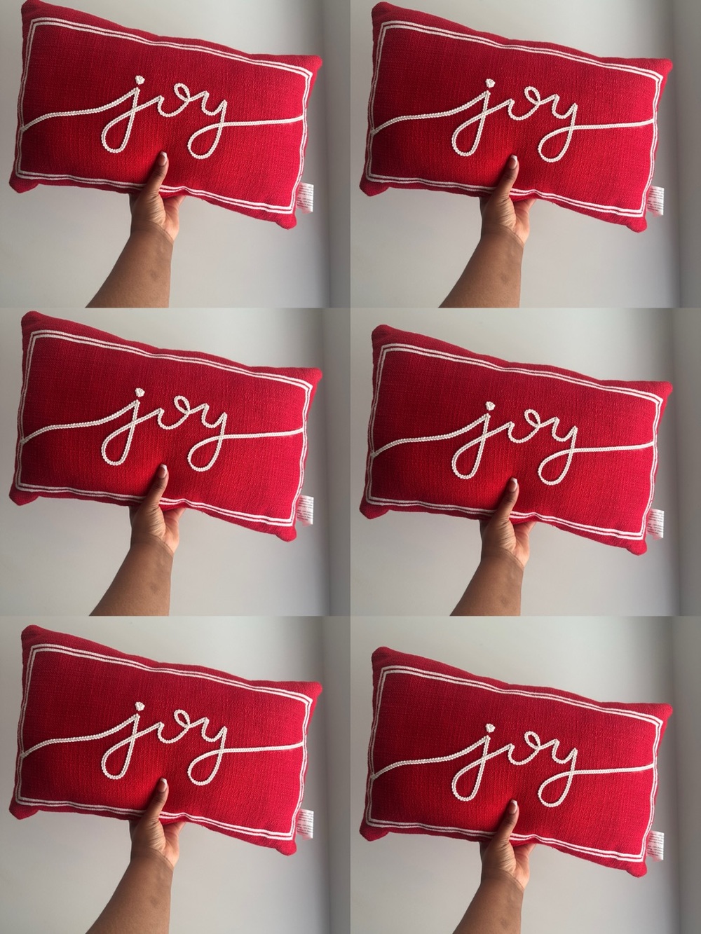 SET OF 6 Holiday 'Joy' Red Decorative Pillows